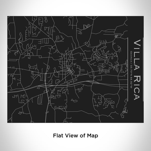 Rendered View of Villa Rica Georgia Map Engraving on 20oz Stainless Steel Insulated Bottle with Bamboo Top in Black