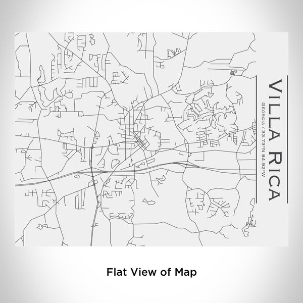 Rendered View of Villa Rica Georgia Map Engraving on 20oz Stainless Steel Insulated Bottle with Bamboo Top in White