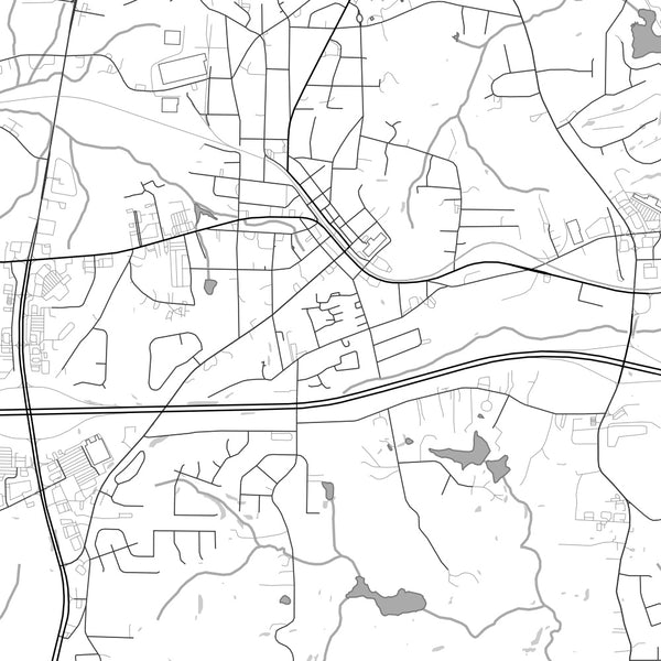 Villa Rica Georgia Map Print in Classic Style Zoomed In Close Up Showing Details