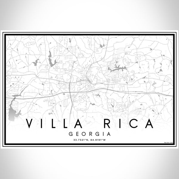 Villa Rica Georgia Map Print Landscape Orientation in Classic Style With Shaded Background
