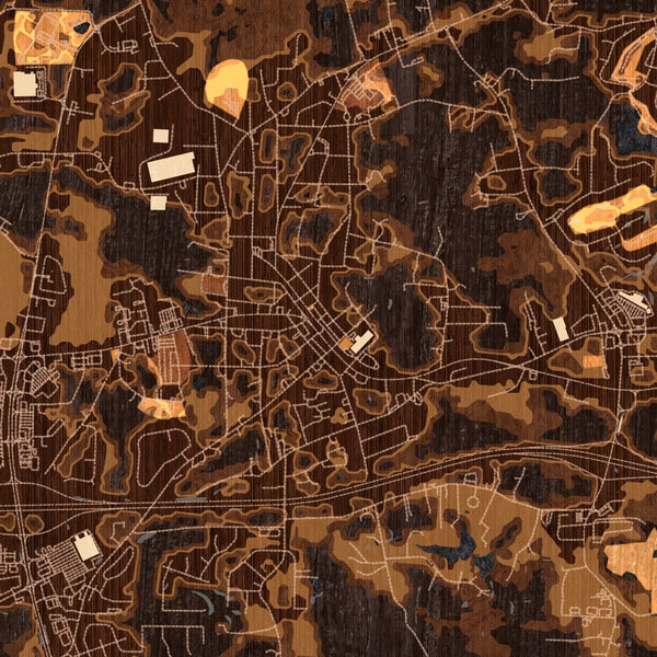 Villa Rica Georgia Map Print in Ember Style Zoomed In Close Up Showing Details