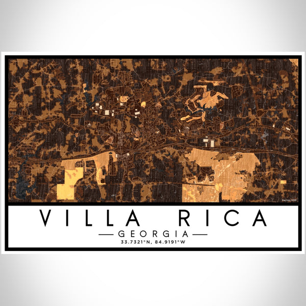 Villa Rica Georgia Map Print Landscape Orientation in Ember Style With Shaded Background