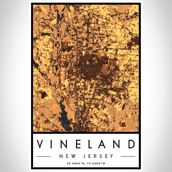 Vineland - New Jersey Map Print in Ember