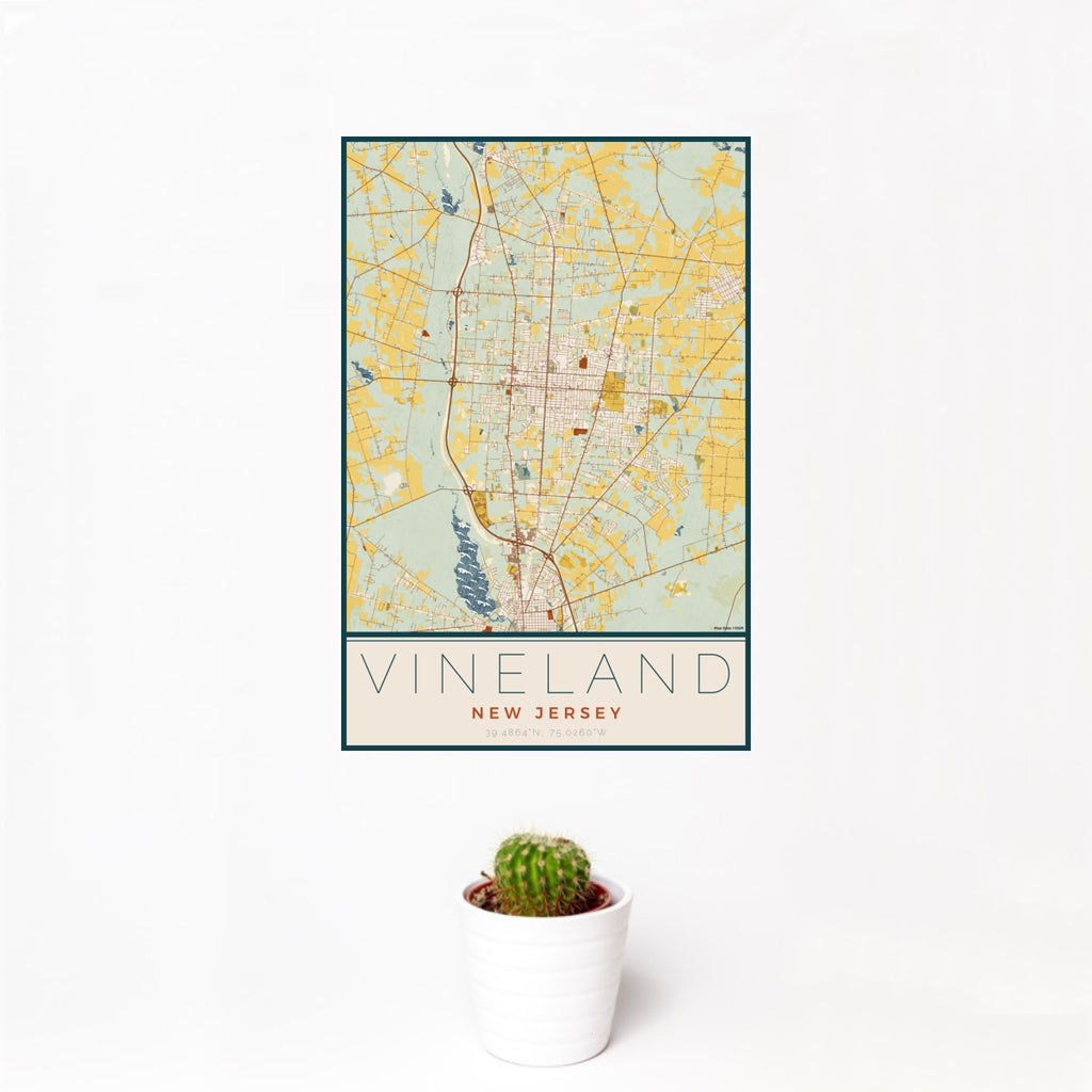 Vineland - New Jersey Map Print in Woodblock