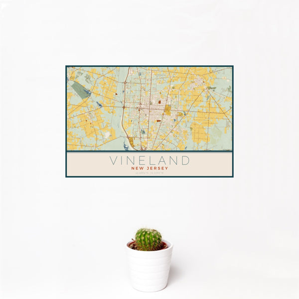 Vineland - New Jersey Map Print in Woodblock