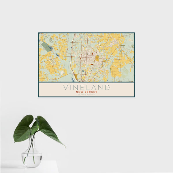 Vineland - New Jersey Map Print in Woodblock