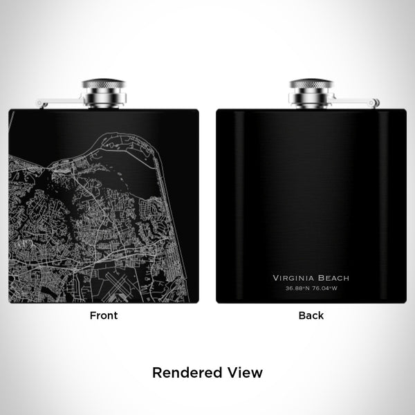 Virginia Beach - Virginia Map Hip Flask in Matte Black