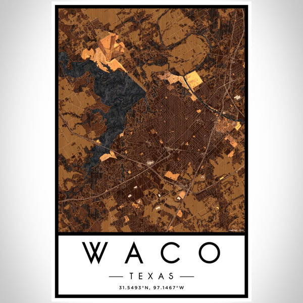 Waco - Texas Map Print in Ember
