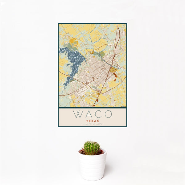 Waco - Texas Map Print in Woodblock