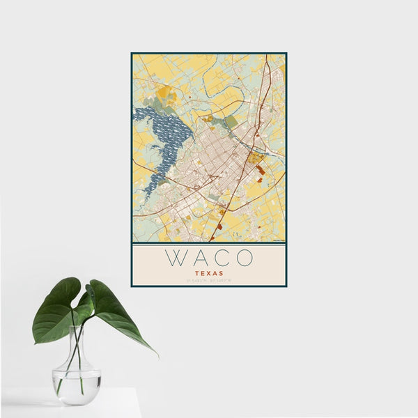 Waco - Texas Map Print in Woodblock