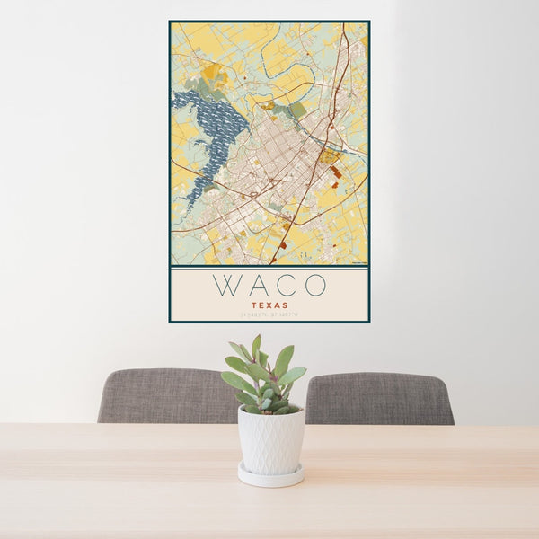 Waco - Texas Map Print in Woodblock