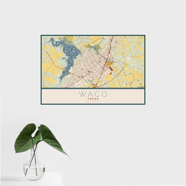 Waco - Texas Map Print in Woodblock