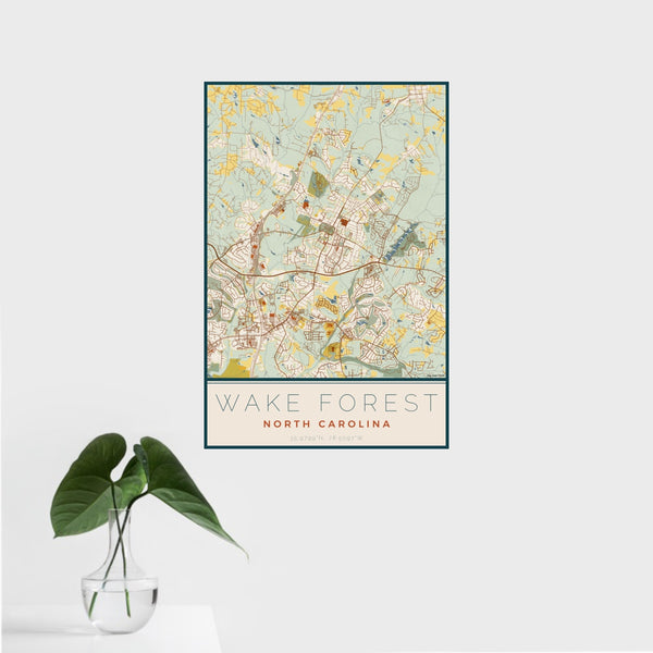Wake Forest - North Carolina Map Print in Woodblock