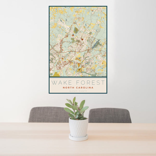 Wake Forest - North Carolina Map Print in Woodblock