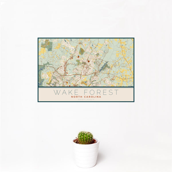 Wake Forest - North Carolina Map Print in Woodblock