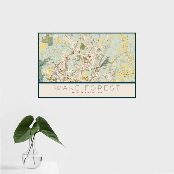 Wake Forest - North Carolina Map Print in Woodblock