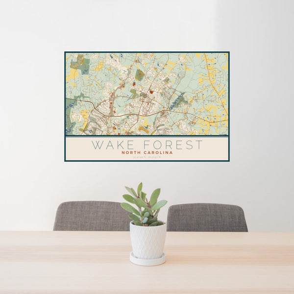 Wake Forest - North Carolina Map Print in Woodblock