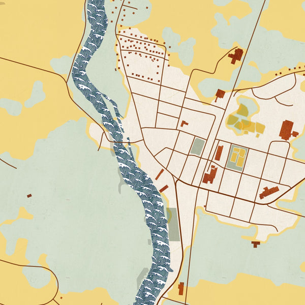 Wallkill - New York Map Print in Woodblock