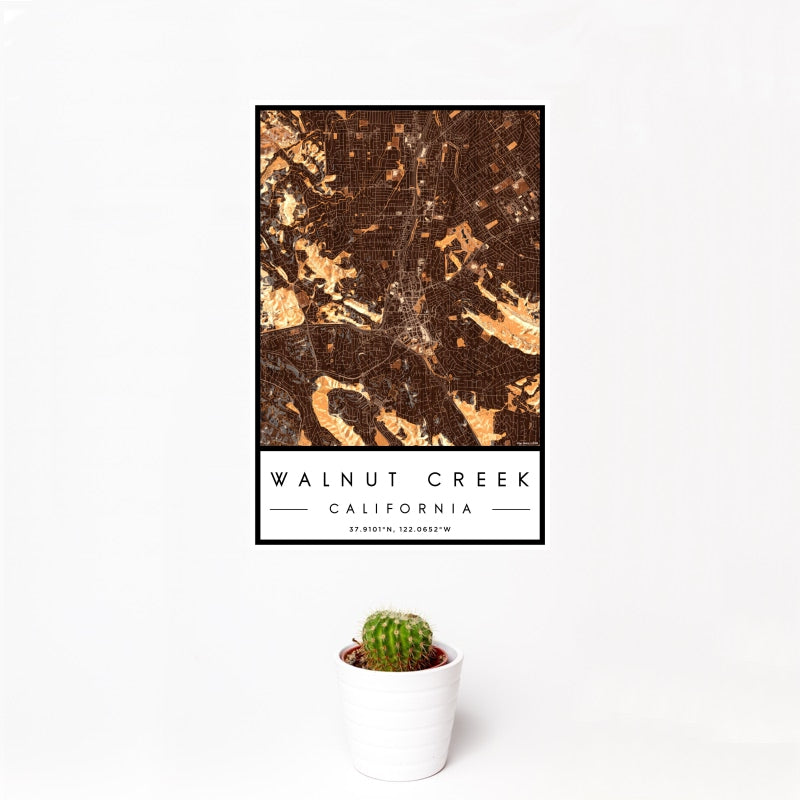 Walnut Creek - California Map Print in Ember