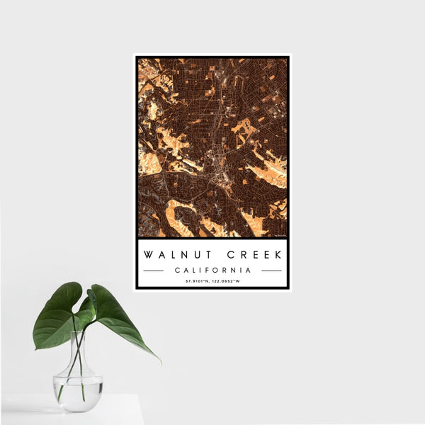 Walnut Creek - California Map Print in Ember