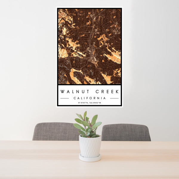 Walnut Creek - California Map Print in Ember