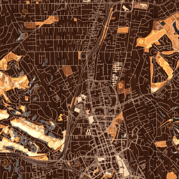 Walnut Creek - California Map Print in Ember