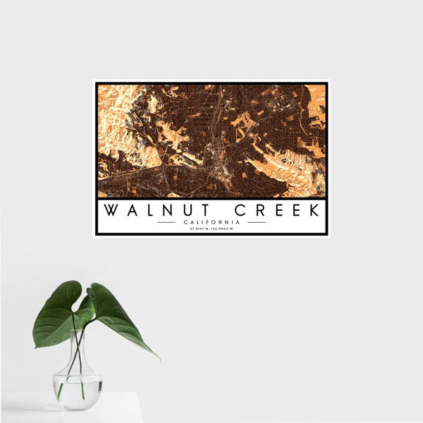 Walnut Creek - California Map Print in Ember