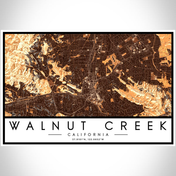 Walnut Creek - California Map Print in Ember