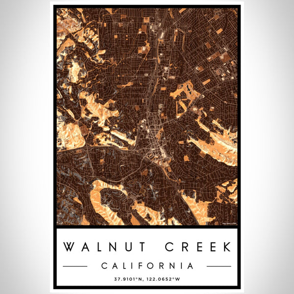 Walnut Creek - California Map Print in Ember