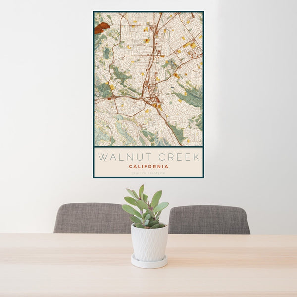 Walnut Creek - California Map Print in Woodblock