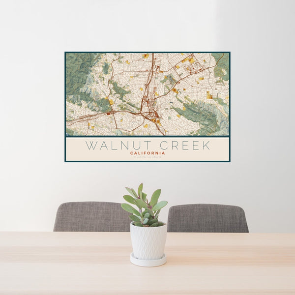 Walnut Creek - California Map Print in Woodblock