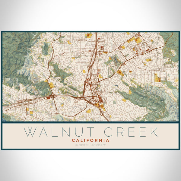 Walnut Creek - California Map Print in Woodblock