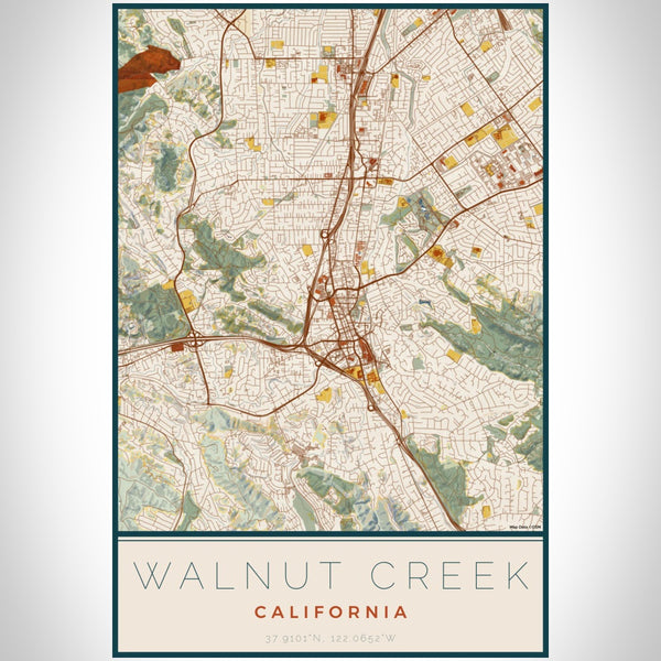 Walnut Creek - California Map Print in Woodblock