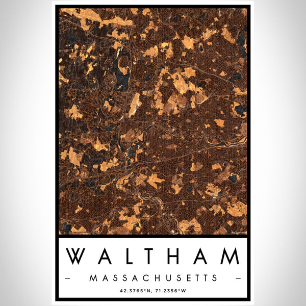 Waltham - Massachusetts Map Print in Ember
