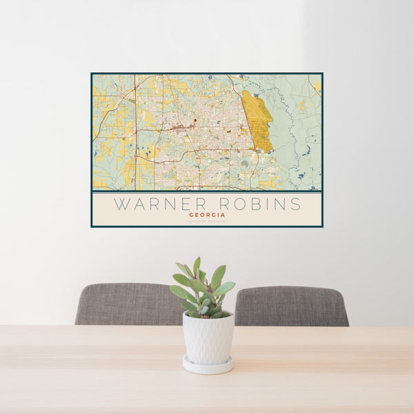 Warner Robins - Georgia Map Print in Woodblock