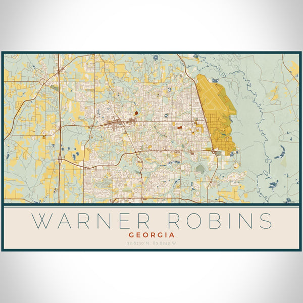 Warner Robins - Georgia Map Print in Woodblock