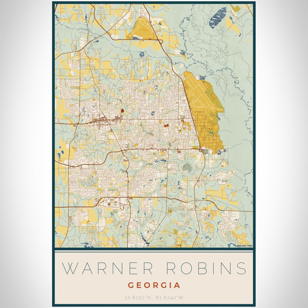 Warner Robins - Georgia Map Print in Woodblock