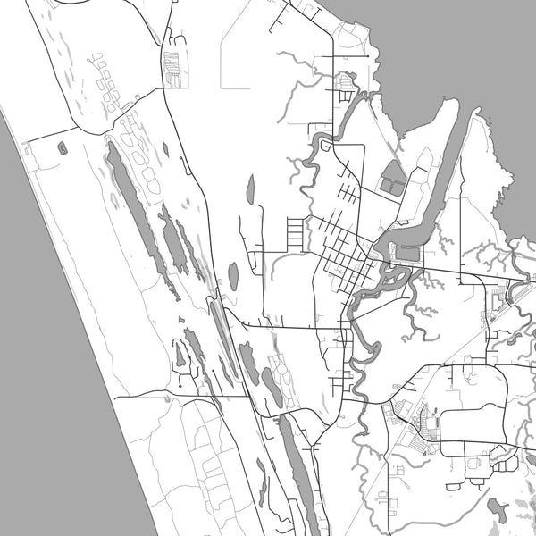 Warrenton Oregon Map Print in Classic Style Zoomed In Close Up Showing Details