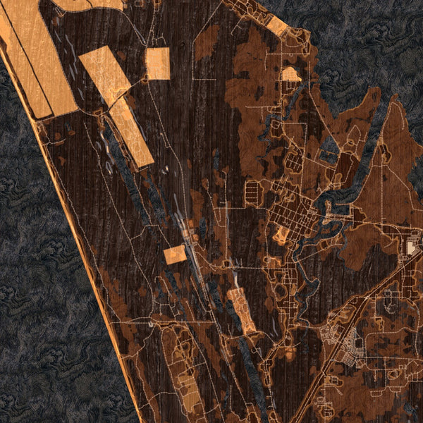 Warrenton Oregon Map Print in Ember Style Zoomed In Close Up Showing Details