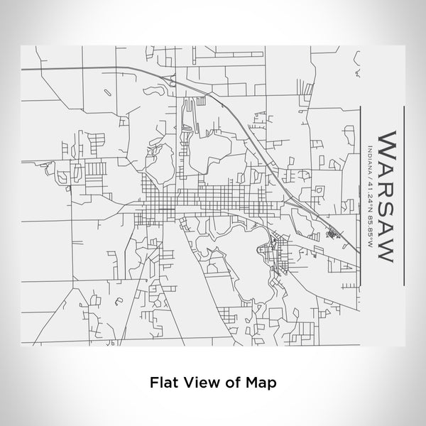 Rendered View of Warsaw Indiana Map Engraving on 20oz Stainless Steel Insulated Bottle with Bamboo Top in White