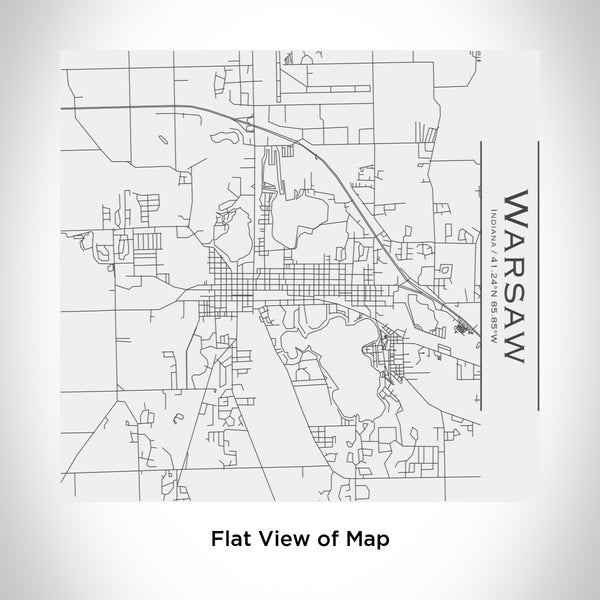 Rendered View of Warsaw Indiana Map Engraving on 17oz Stainless Steel Insulated Tumbler in White