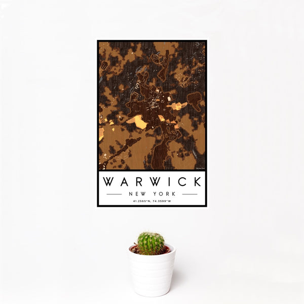 Warwick - New York Map Print in Ember