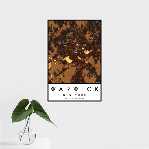 Warwick - New York Map Print in Ember