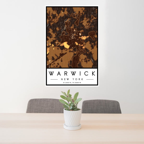 Warwick - New York Map Print in Ember