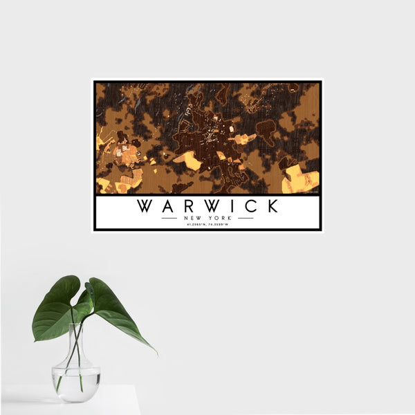 Warwick - New York Map Print in Ember