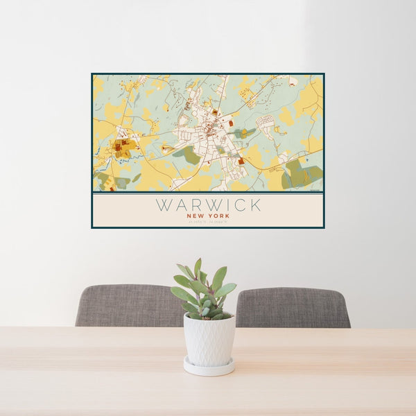 Warwick - New York Map Print in Woodblock