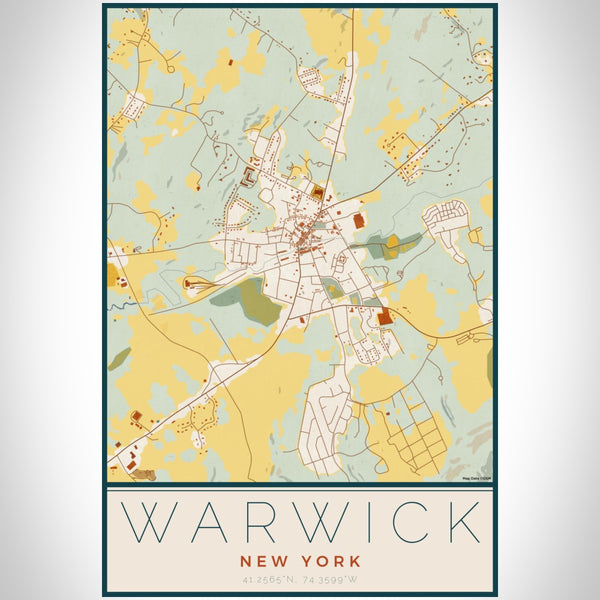 Warwick - New York Map Print in Woodblock
