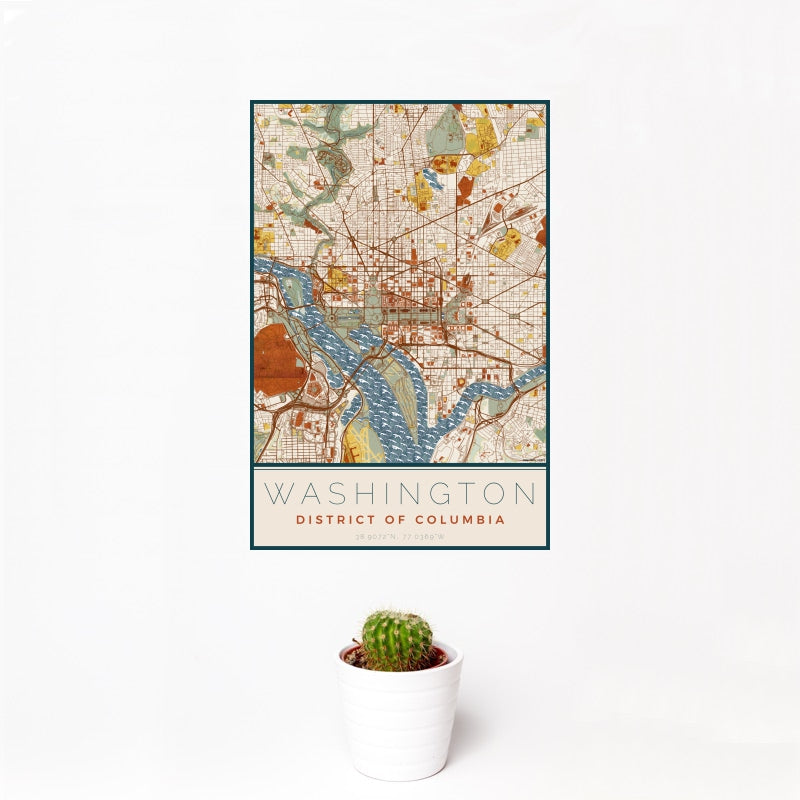 Washington - District of Columbia Map Print in Woodblock