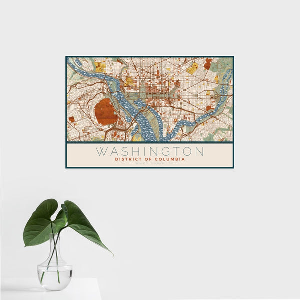Washington - District of Columbia Map Print in Woodblock