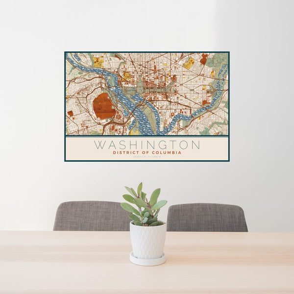 Washington - District of Columbia Map Print in Woodblock